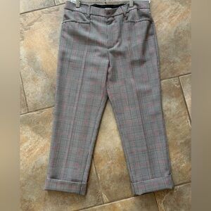 Miu Miu Gray and Red Plaid Pants